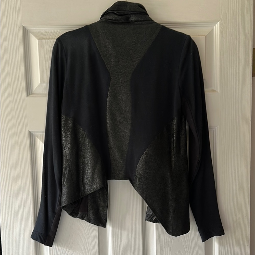 Helmet Lang Leather Combo Asymmetrical Drape Front Black Jacket S - Picture 5 of 15